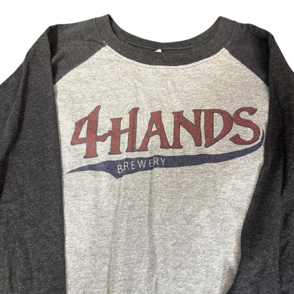 4 Hands Brewery Next Level Apparel Charcoal and Light Gray Raglan Shirt A241 - Picture 3 of 10